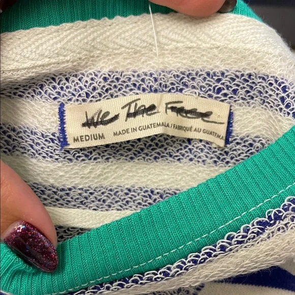 85. We The Free Striped Sweater with Green Trim - Picture 4 of 4